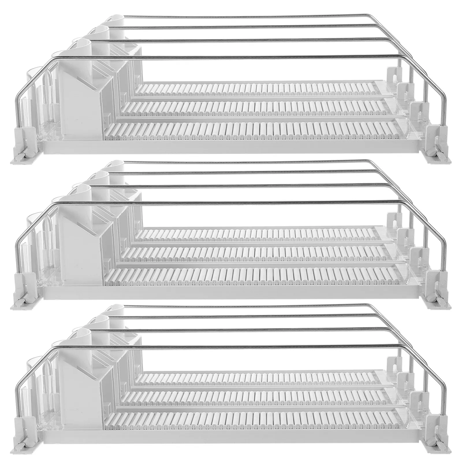 

3Pcs Drink Organizer for Fridge ABS Stainless Steel Supermarket Shelf Pusher Automatic Self-Pushing Soda Can Display