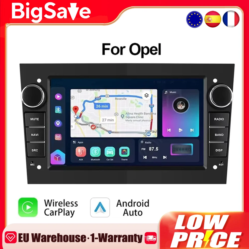 Podofo 2din CarPlay Android Car Radio for Opel Astra H Corsa Vectra Antara Zafira Multimedia Player HiFi Stereo GPS Navigation