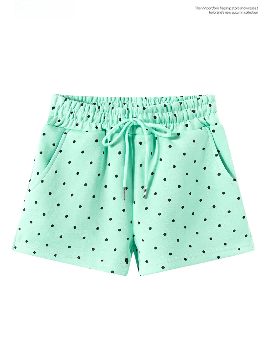 Mint Green Polka Dot Drawstring Short Pants Women's Summer Slim High Waist Straight Casual Small Size Bottoming Shorts