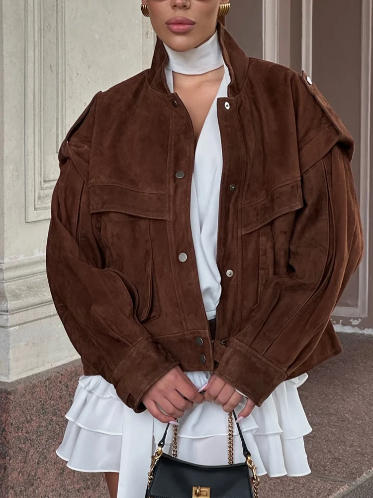 

Европейский и американский стиль, осенняя новая модная женская повседневная темпераментная куртка с широкими плечами и большим карманом из флисовой ткани