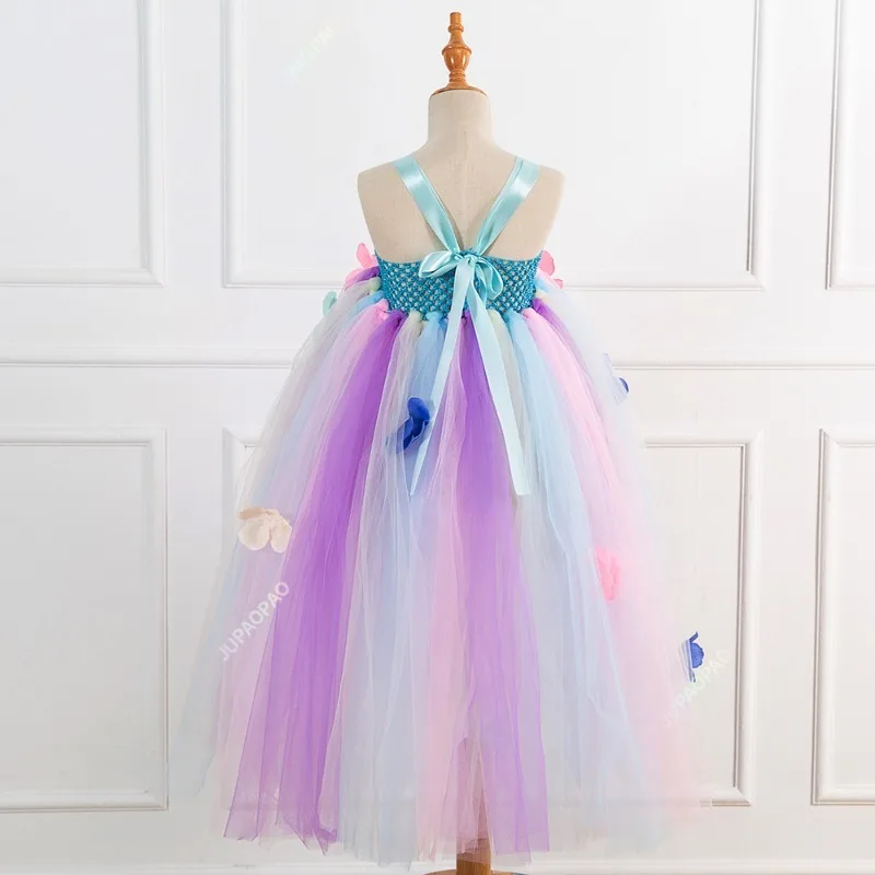 Flower Girl Tutu Dress for Wedding Pageant Long Dresses for Girls Princess Flowers Costume Kids Girl Carnival Birthday Gifts