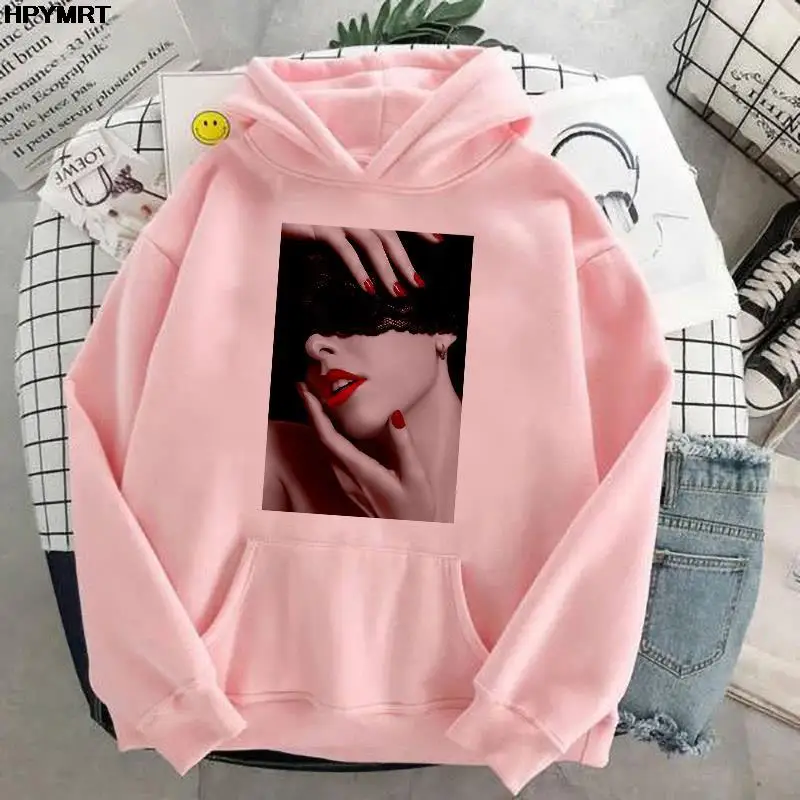 

2022 Ladys girl streetwear Fashion harajuku clothes casual Sweatshirt Beauty print Autumn Winter long sleeves tops pocket Hoodie