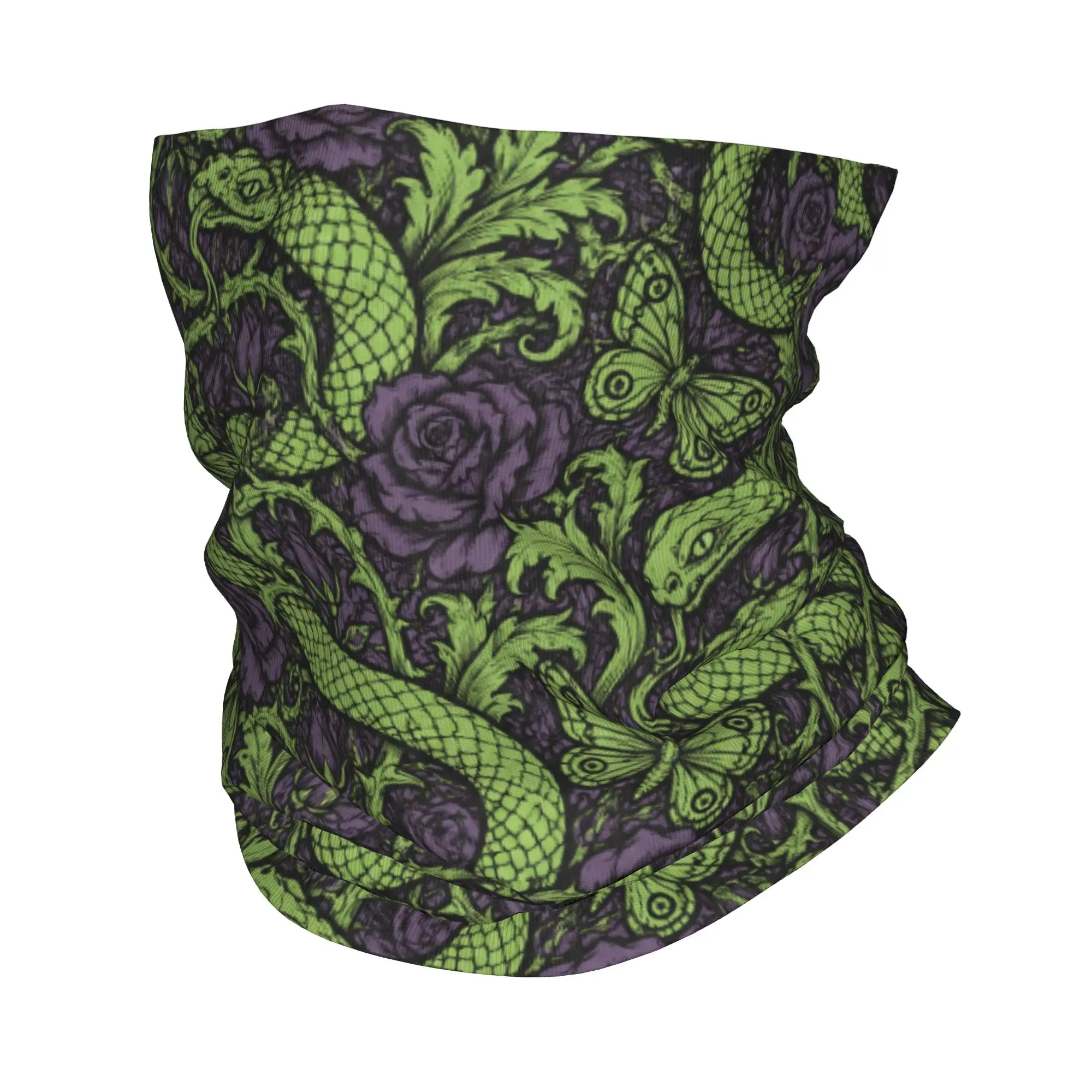 Fun Gothic Snake Rose Butterfly Print Bandana Cycling Mask Running Travel UV Protection Balaclava Soft Warm Face Cover Mask