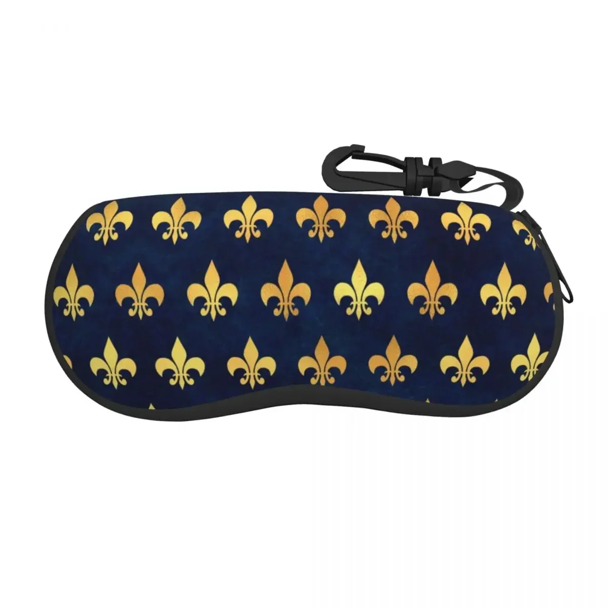 Royal Gold Blue Grunge Fleur De Lis Eyeglass Glasses Case Men Women Soft Lily Flower Sunglasses Protective Bag