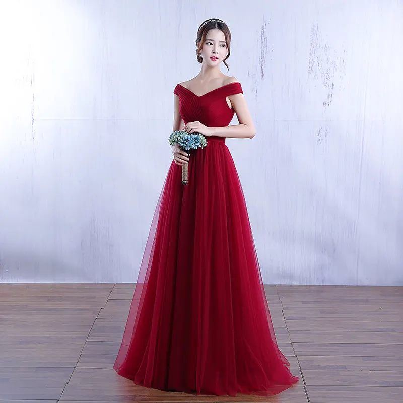 

New one-shoulder long evening dress red wedding toast dress annual meeting party host formal dress women elegant vestidos