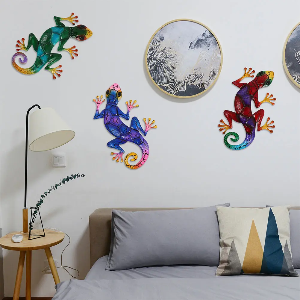 

Outdoor Wall Decor Wall-mounted Metal Decorations Ornaments Hanging Gecko Garden