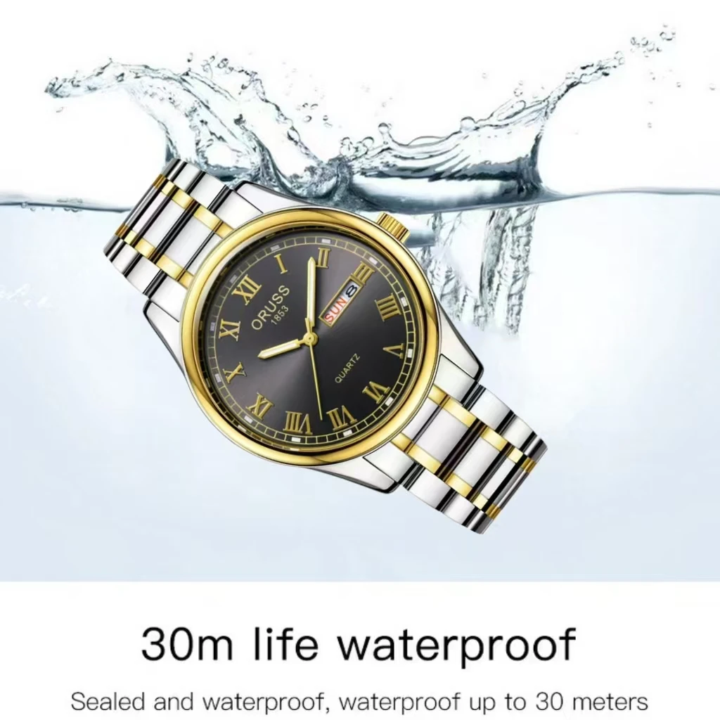 ORUSS الأصلي الفاخرة كوارتز ساعة مضيئة ساعة رجالي للرجال Freeshiping موضة ساعات المعصم الفولاذ المقاوم للصدأ مقاوم للماء جديد