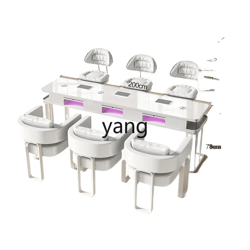Lmm Cream Wind Nail Art Table High Power Vacuum Cleaner Nail Art Special Table and Chair Set