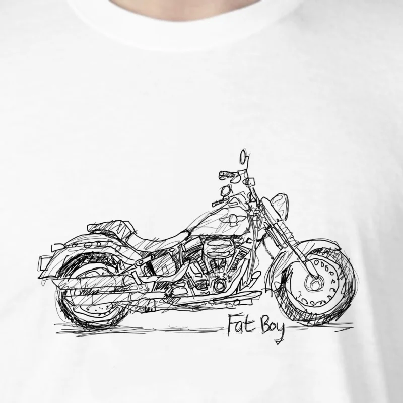 

Fat Boy Dads Kids Motorbikes SportsFat Boy_00000282- hand-drawn pattern T-shirts for both men and women in summer 2025 new tee