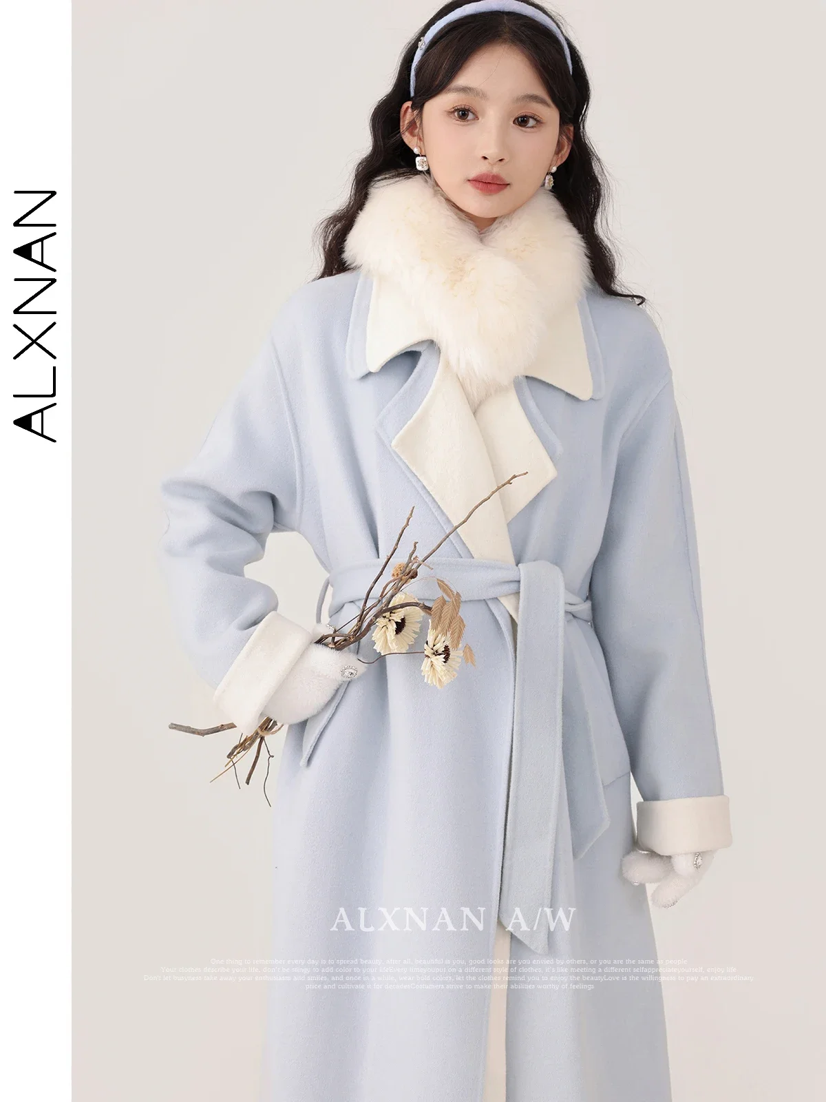 

ALXNAN Women's Woolen Coat 2025 Autumn Winter New Straight Long Sleeve Coats Loose-fit Office Lady Warm Overcoat Female LXN32181