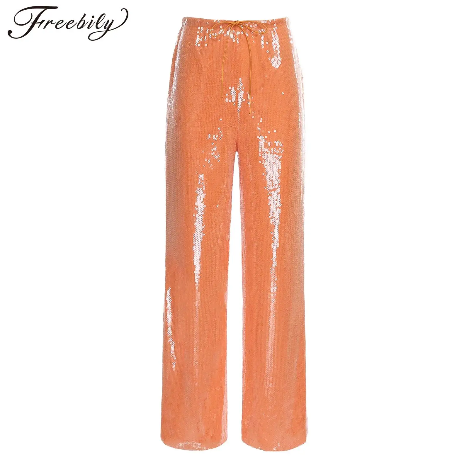 

Women's Sequins Pants Fahsion Streetwear Clubwear Trouser for Woman Shiny Elastic Waistband Long Pants Club Dance Raves Outfits