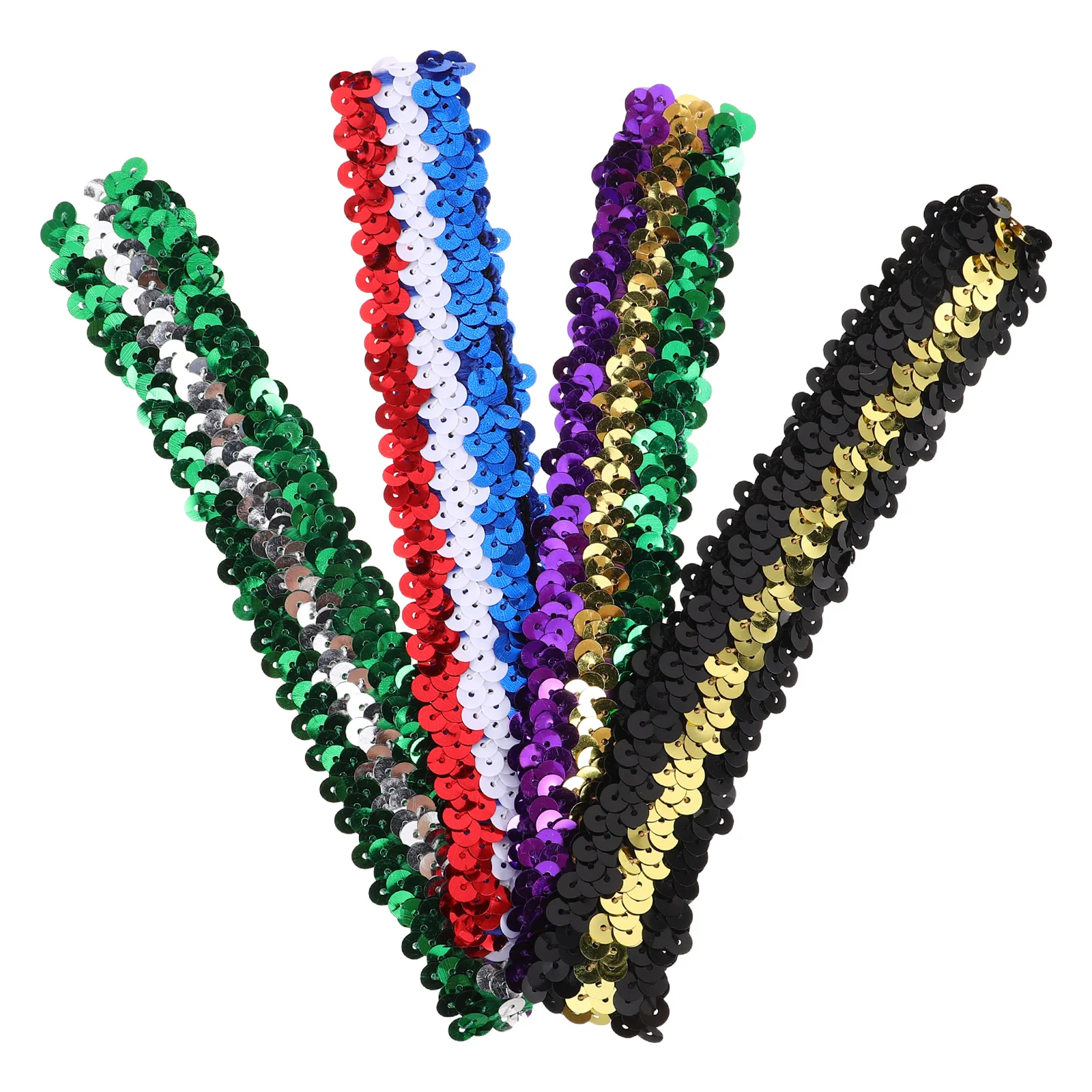 

4Pcs Elastic Sequin Headbands Multicolor Glitter Hairbands for Women Sparkly Workout Festival Party Accessories