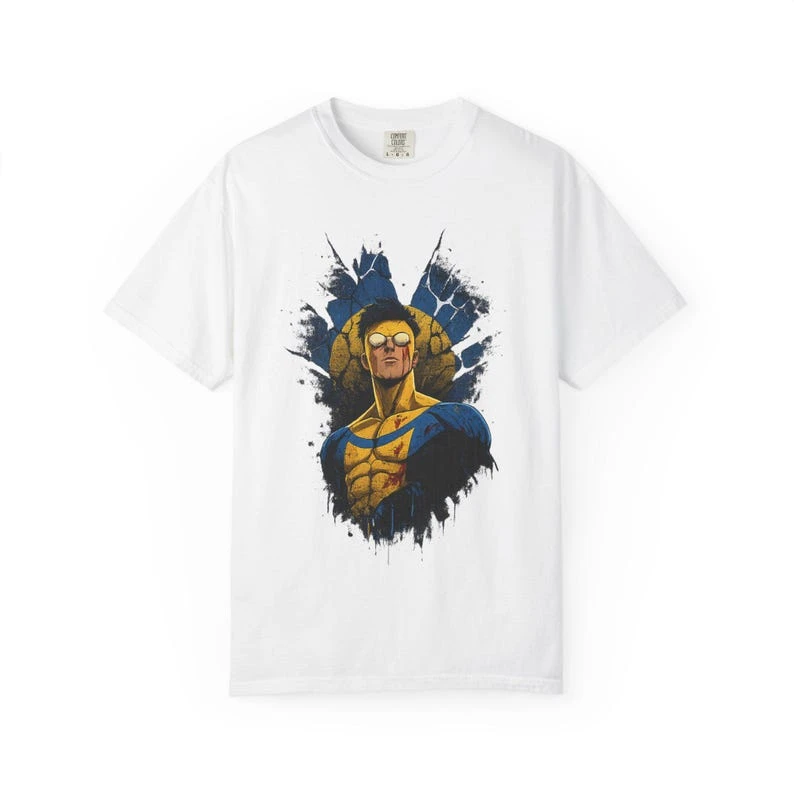 Hot Sale Anime Invincible Mark Grayson Battle Damage Graphic T Shirts Unisex Trendy Hip Hop Streetwear Oversized Casual T Shirt