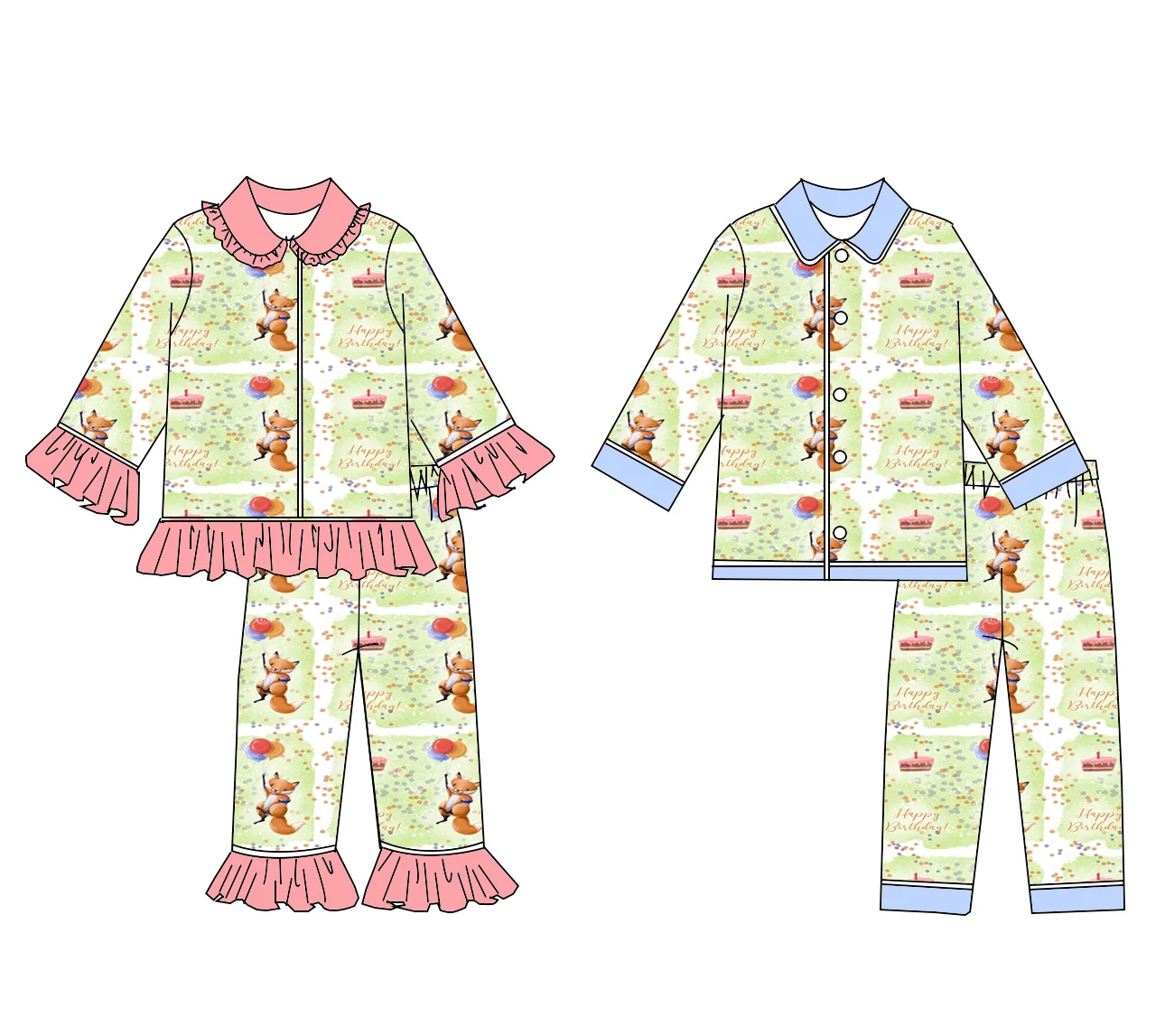 

Custom pajamas for girls and boys, any series, lapel long-sleeved trousers, cartoon custom prints, boutique children's suits