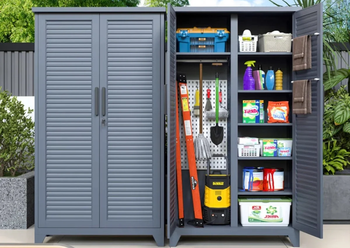 

Водонепроницаемый садовый шкаф для инструментов с защитой от солнца