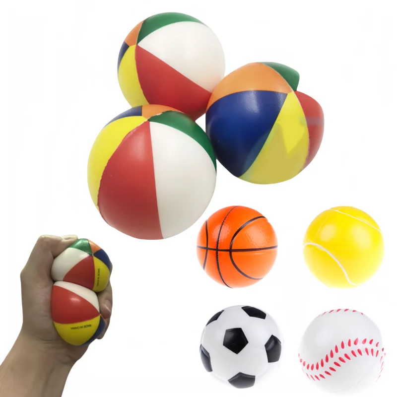 12Pcs PU Soft Football Basketball Baseball Tennis Sponge ball Toys Foam Beach Soft Ball Sponge Decompression Vent Stress Balls