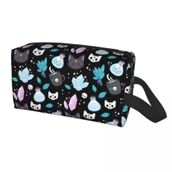 Kräuter hexe Reise Kosmetik tasche Frauen Halloween Hexen gruselige Katze Toiletten artikel Make-up Veranstalter Damen Schönheit Lagerung Dopp Kit