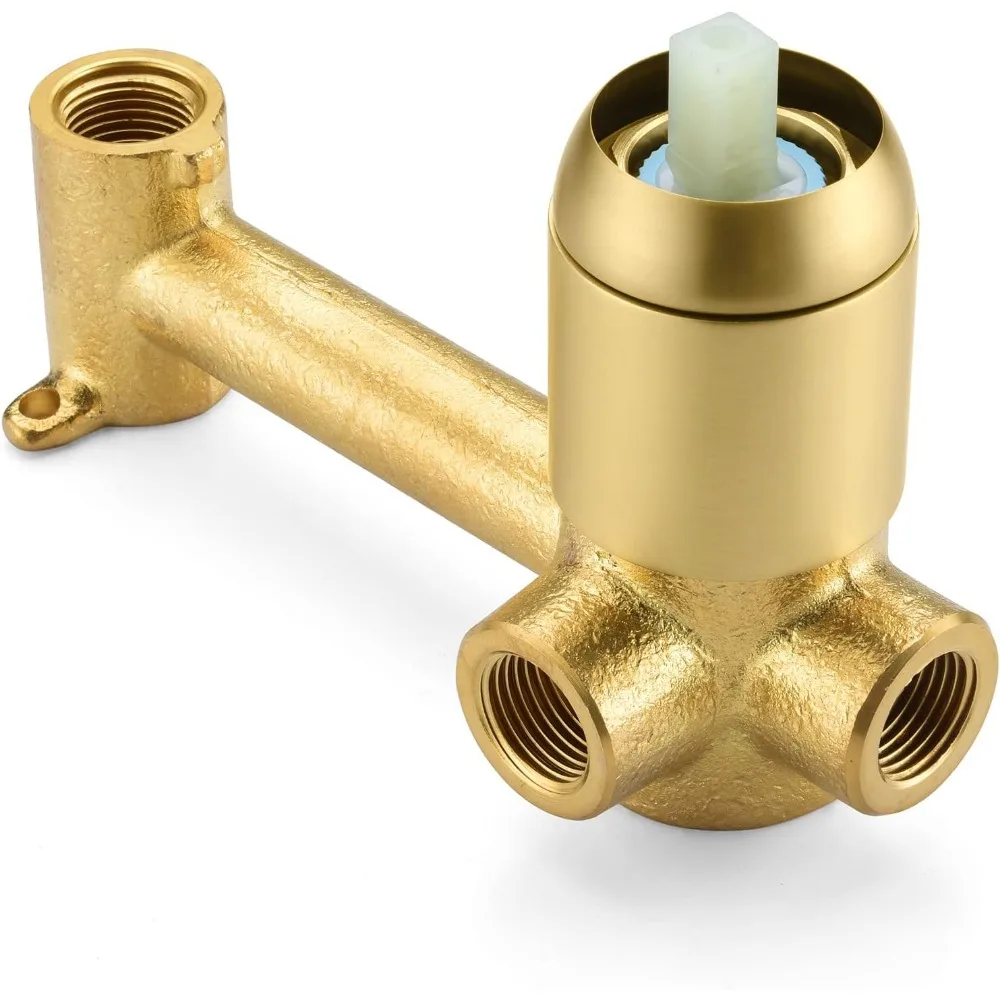 ブラッシュゴールドの壁掛け式浴槽用蛇口、高流量と超ロングスパウト付き、真鍮製の埋め込みバルブ付き