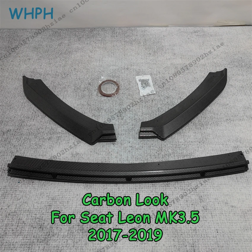 Gloss Black Front Bumper Lip Spoiler For Seat Leon MK3 MK3.5 2012-2019 ABS Spoiler Lip Diffuser Cover Tuning Custom Accessories