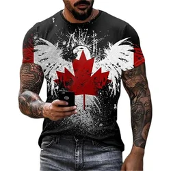 Fashion Canada Maple Leaf Flag 3D Print Men's T-Shirts Summer Round Neck Loose Short Sleeve Oversized T-Shirts Men Clothing Tops