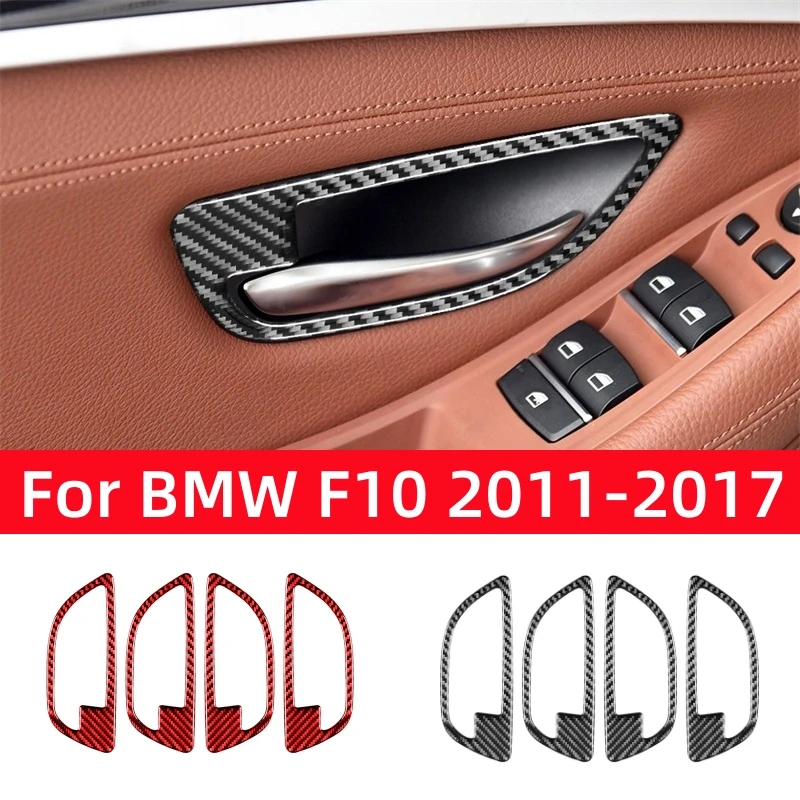 For BMW 5 Series F10 2011-2017 Accessories Carbon Fiber Interior Car Interior Door Handle Decorative Frame Trim Cover Stickers