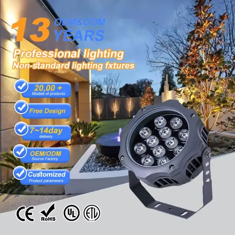 Modern Outdoor 6W 12W COB LED Floodlight with IP65 Waterproof Aluminum Housing and Remote Control for Camper