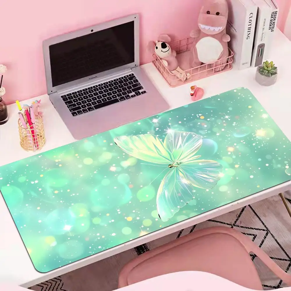 

HYBXAXC Butterfly-Themed Extended Gaming Mouse Pad XL Large Desk Mat with Stitched Edges for Gamers and Home Office