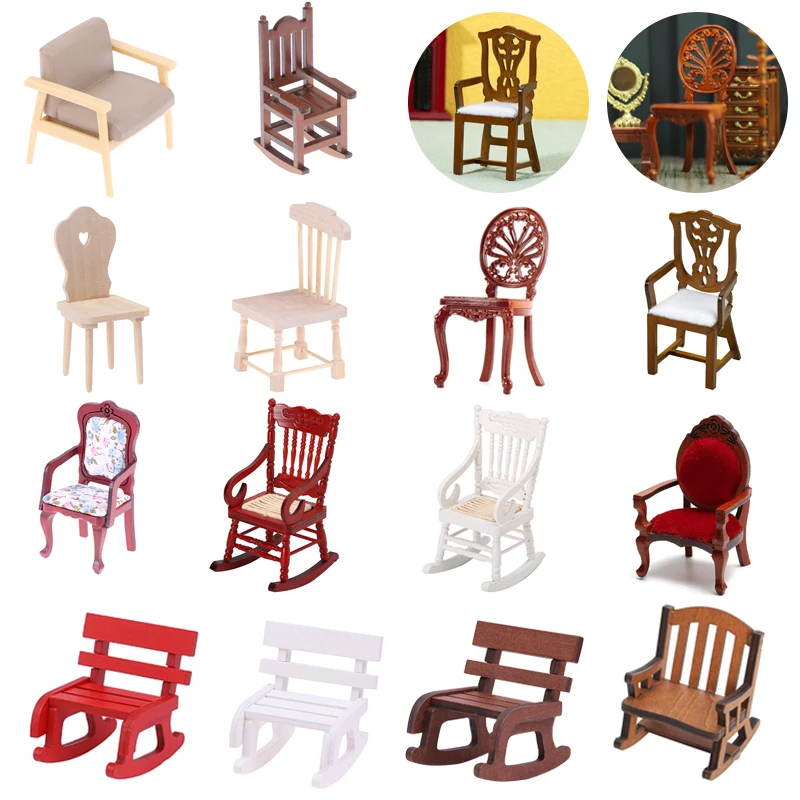 1:12 Dollhouse Chairs Simulation Small Sofa Stool Chair Furniture Model Toys Doll House Decoration Dollhouse Miniature Accessory