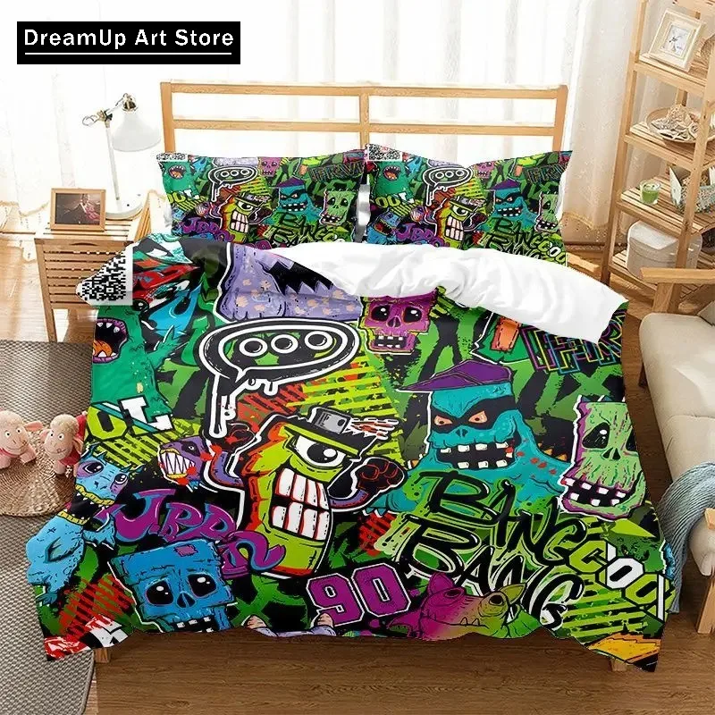 3D Print Fashion Hippie Graffiti Bedding Set Boys Girls Twin Queen Full Size Duvet Cover Pillowcase Bed Adult Bedroom