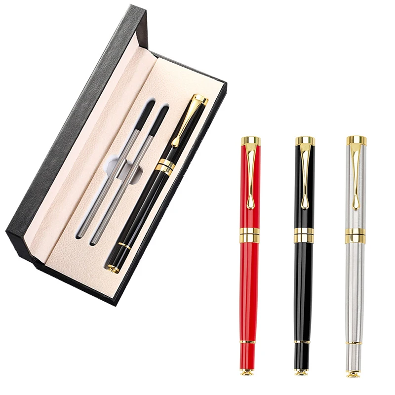 Gift Box Packaging Luxury Metal Signature Roller Pen School Business Office Ballpoint Pens Student Stationery Engraved Name Logo