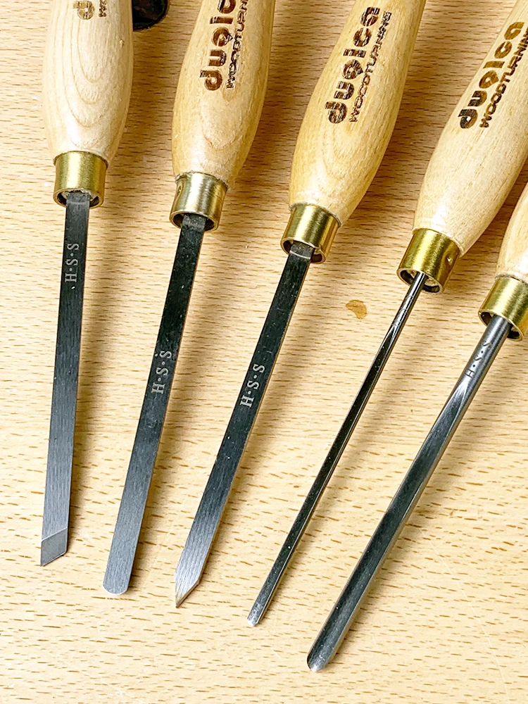 5PCS HSS Small Woodturning Chisel SET For Small Details 1501, 1502, 1503, 1504, 1505, (1506) Packed with Thick Canvas Bag image 2