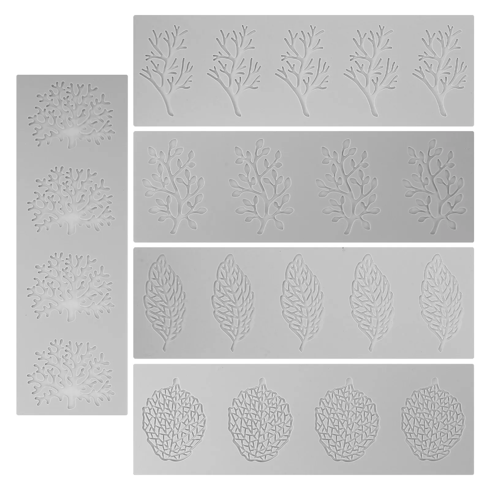 

5pcs Leaf Shaped Silicone Fondant Mold Reusable Baking Tool For Cake Chocolate Diy Craft Heat-Resistant Kitchen Accessory