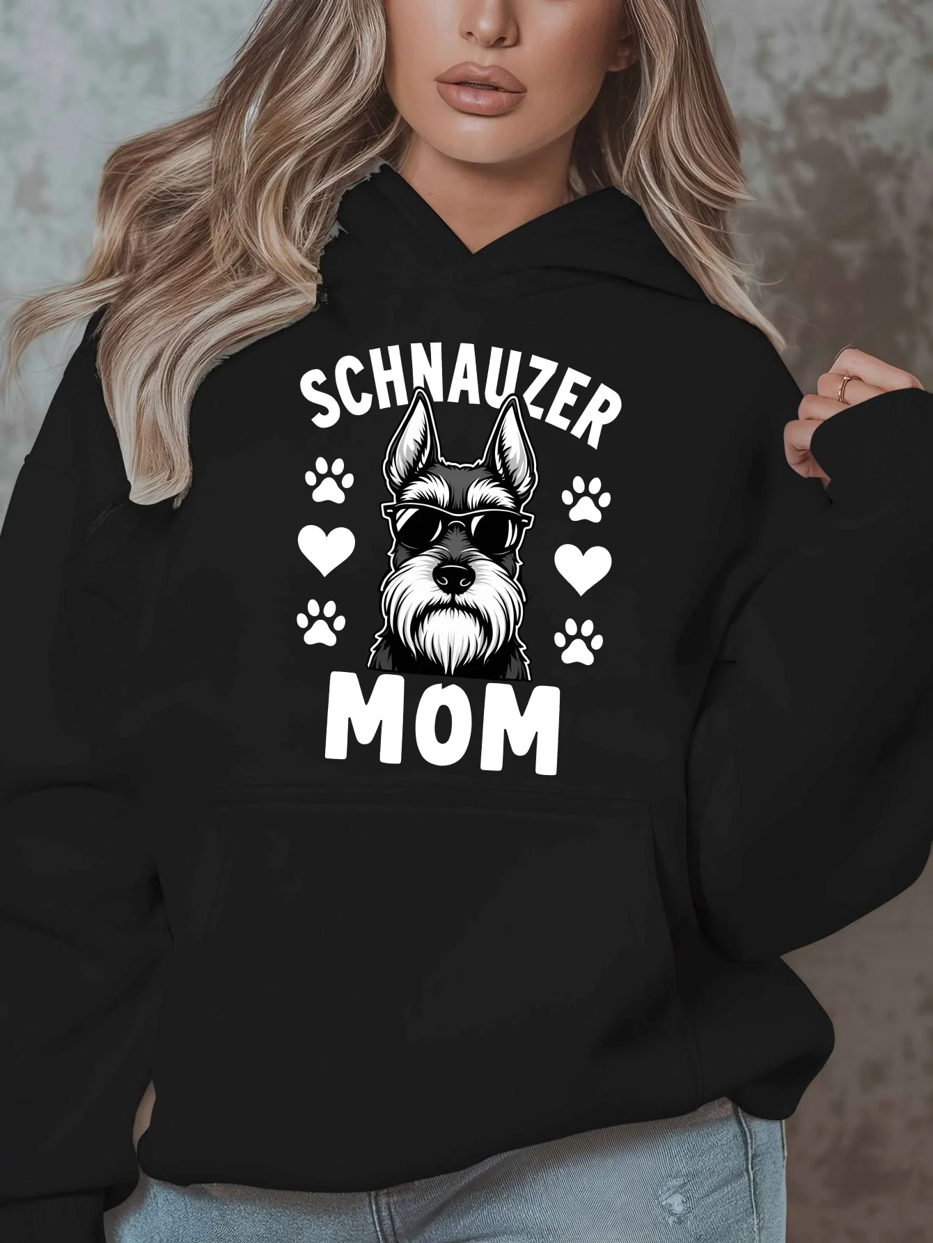 

Толстовка с принтом «Шнауцер мамы», мужская и женская толстовка с длинными рукавами, пуловер Y2k, топы, модная повседневная осенне-зимняя одежда