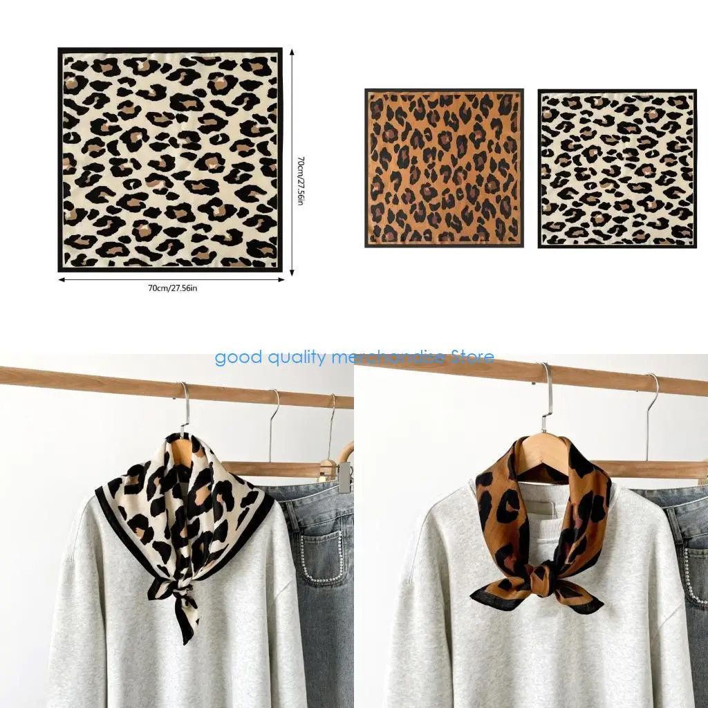 

Y5JD леопардовый шейный шарф женский шейный платок с имитацией шелка модное украшение