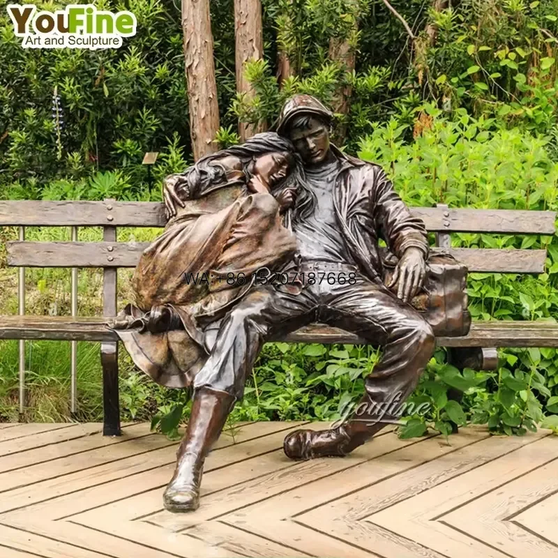 Wmwmnu Life Size Outdoor Modern Garden Bronze Man Sculpture Sitting on Bench
