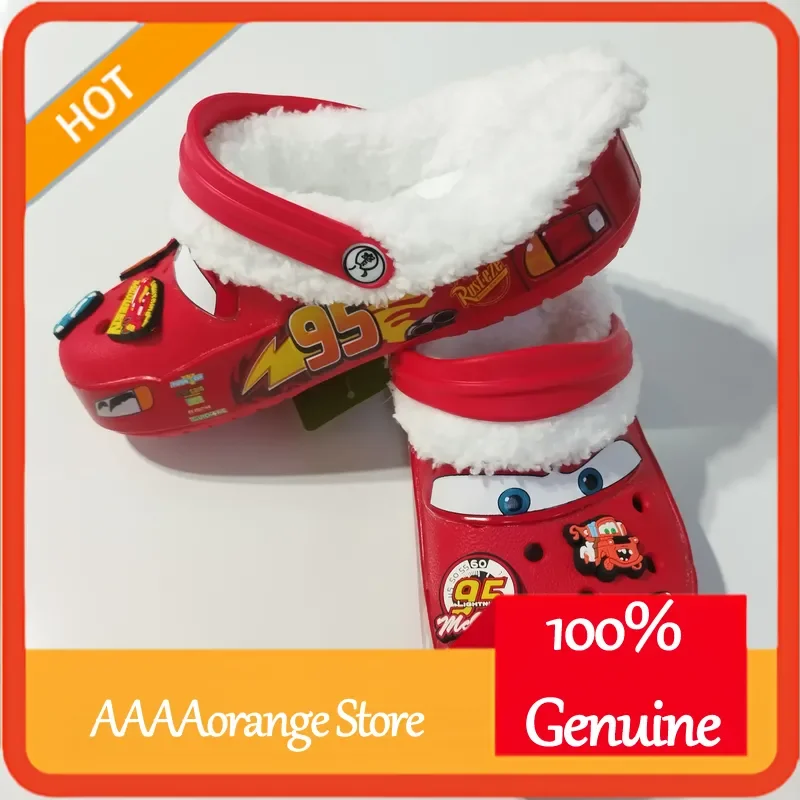 

Детские плюшевые тапочки Disney Pixar Cars Lightning McQueen, водонепроницаемые уличные сандалии с цветочным декором, зимняя повседневная обувь, подарок