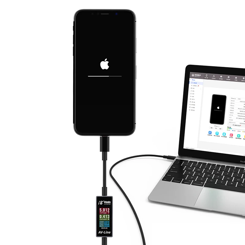 Cable de carga USB con detección inteligente AV, Cable de carga de corriente de voltaje Real, Lightning/tipo a USB