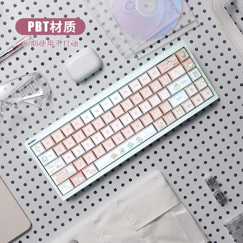 XDA radio girl theme keycaps pbt small full set of five-sided hot sublimation wired wireless mechanical keyboard keycaps