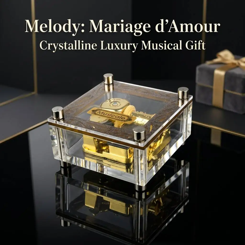 ROSIKING   Mariage D'Amour  Creative Transparent Acrylic  Musical Box,For  Birthday ，Christmas, New Year，gifts.