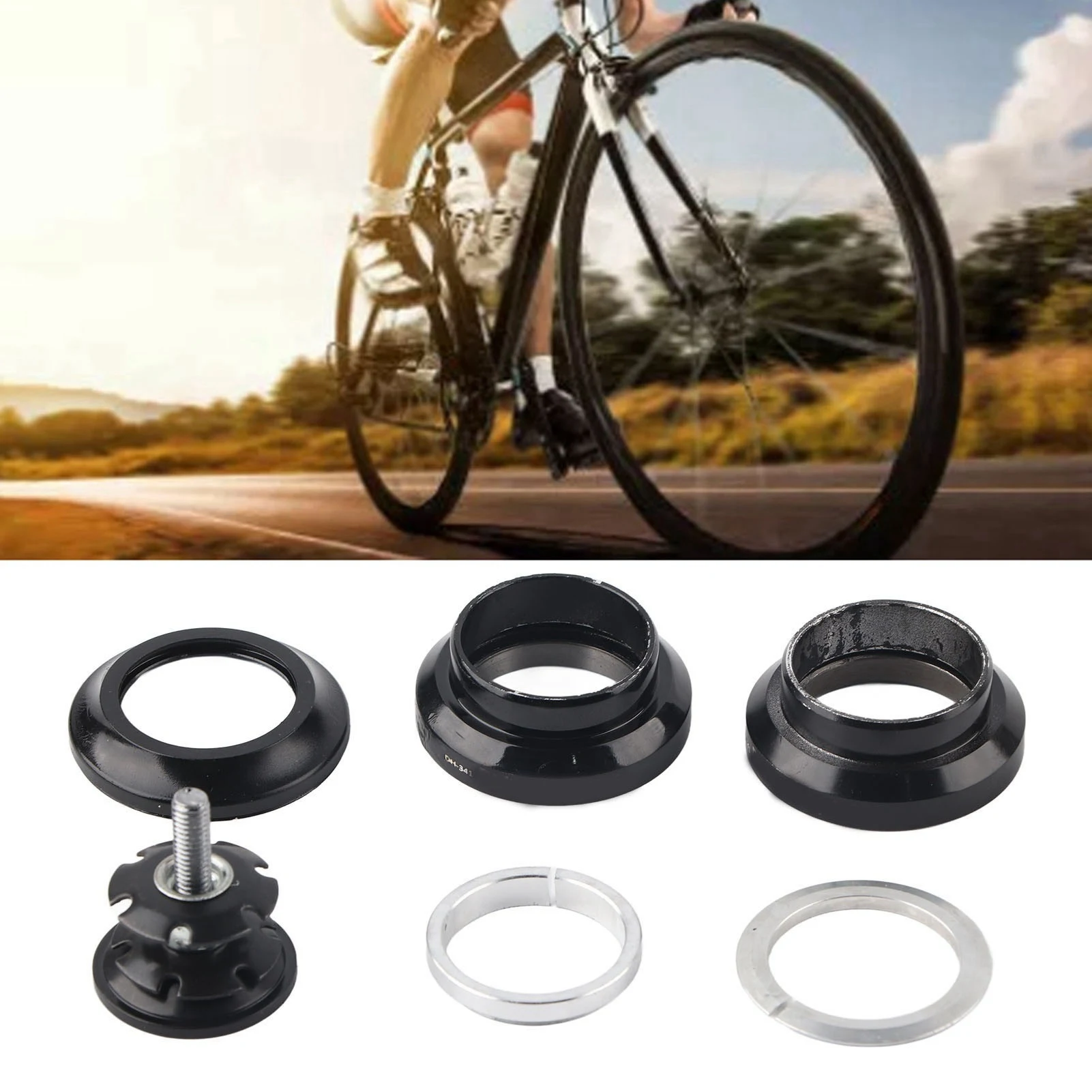 34mm Bicycle Headset Aluminum Alloy Bearing Headset For 28.6mm Straight Steerer Fork Bearing