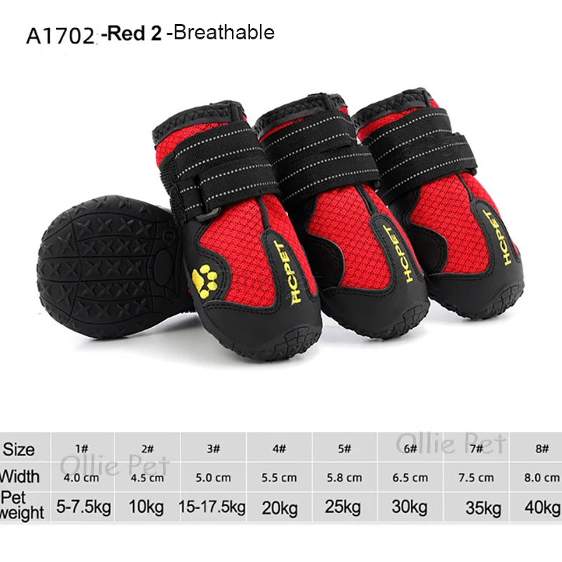 Dog Shoes Waterproof Anti-Slip Rain Silicone Boots Reflective for Small Large Dog Sports Outdoor Training Protect Dog Feet 4pcs