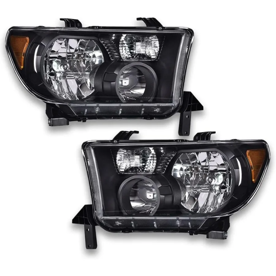 

Headlights Assembly Compatible with 2007-2013 Toyota Tundra /2008-2017 Toyota Sequoia Driver & Passenger Side Clear Lens Black H