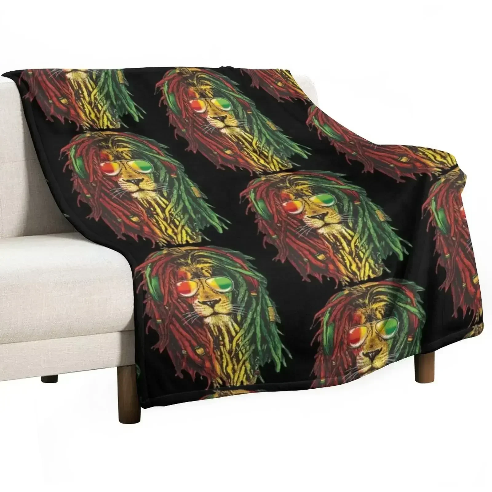 Rastafari Lion Reggae Lover Throw Blanket Warm Flannel Blanket for Couch Chair Bedroom
