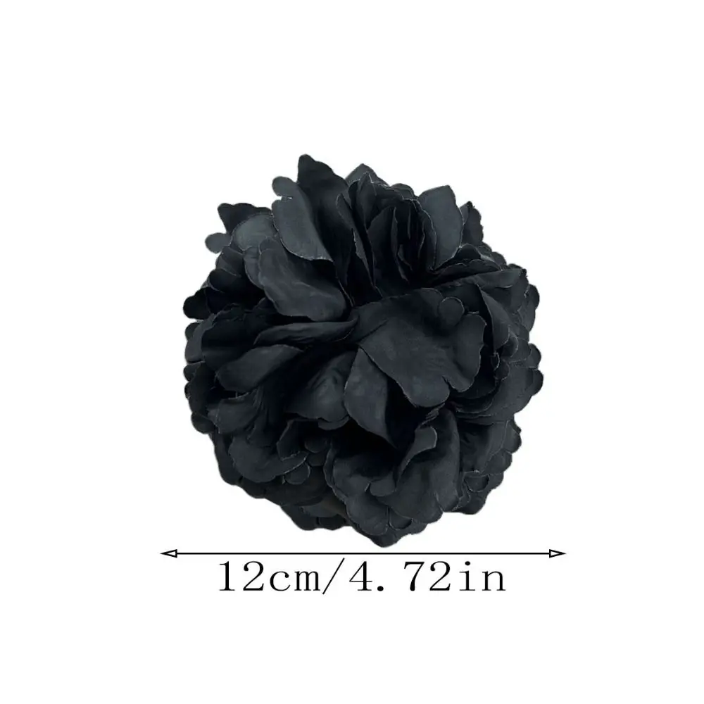 Broche de flores de tela para hombre y mujer, alfiler de abrigo de suéter blanco y negro hecho a mano, accesorios de ropa de moda, 12CM, nuevo