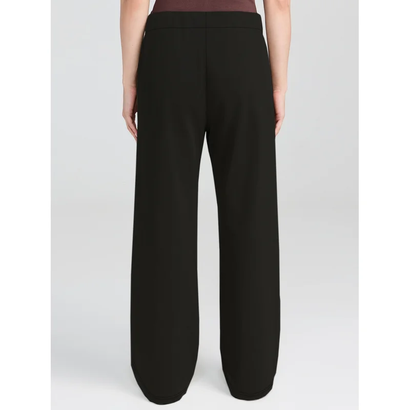   2025 moderno na moda calças de perna larga feminina cintura elástica confortável emagrecimento preto escritório casual wear