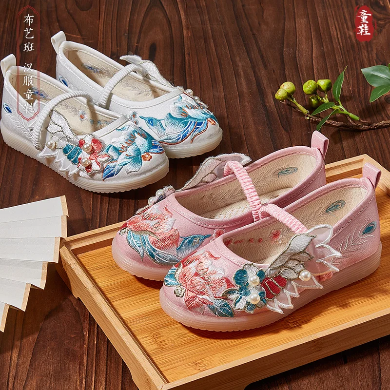 Children Hanfu Shoes Spring And Autumn Girls Tang Costume Shoes Baby Chinese Style Performance Shoes Ancient Style Embroidered