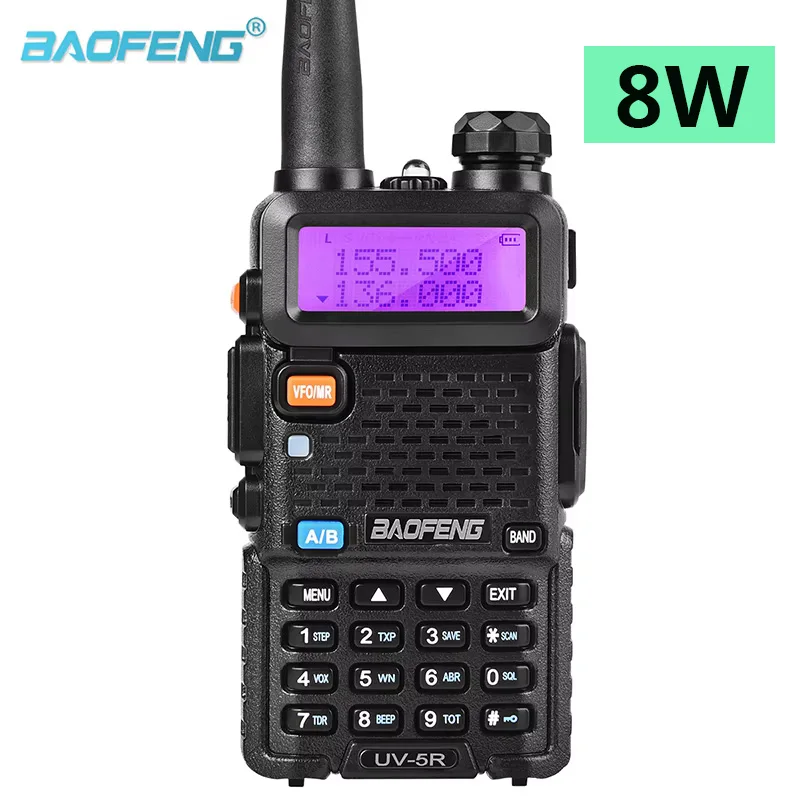 NEW boafeng uv 5r 8w 10km ham radio walkie talkie long range dual uhf vhf maritime transmitter HF handy mini camping comunicador