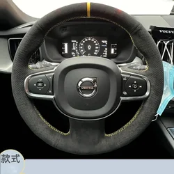 DIY Hand Sewing Braid Car Steering Wheel Cover for Volvo XC60 S60L XC90 C40 S80 S90 Car Suede Interior Accessories Carbon Black