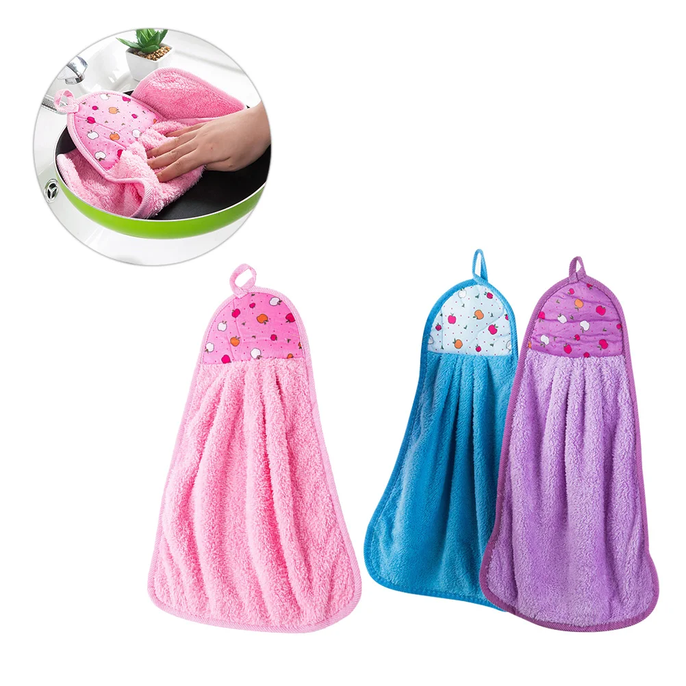 

3Pcs Super Absorbent Hanging Towels Hand Towel Hanging Water Absorbent Towel Quick-drying Dishcloth (Mixed Color)