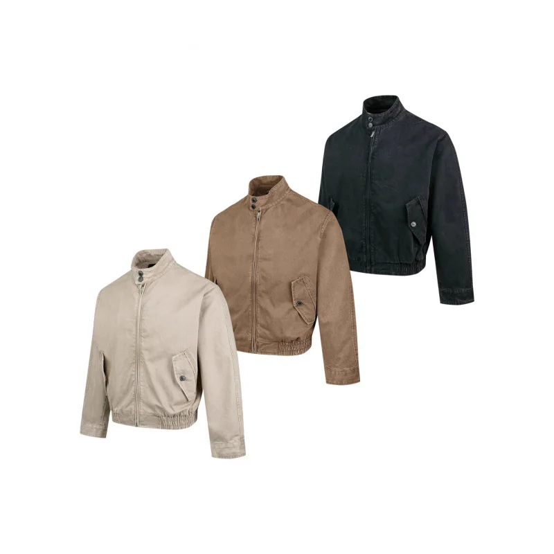 

EME Простая куртка Harrington в стиле ретро, повседневная ниша, высококачественное короткое широкое пальто для мужчин и женщин